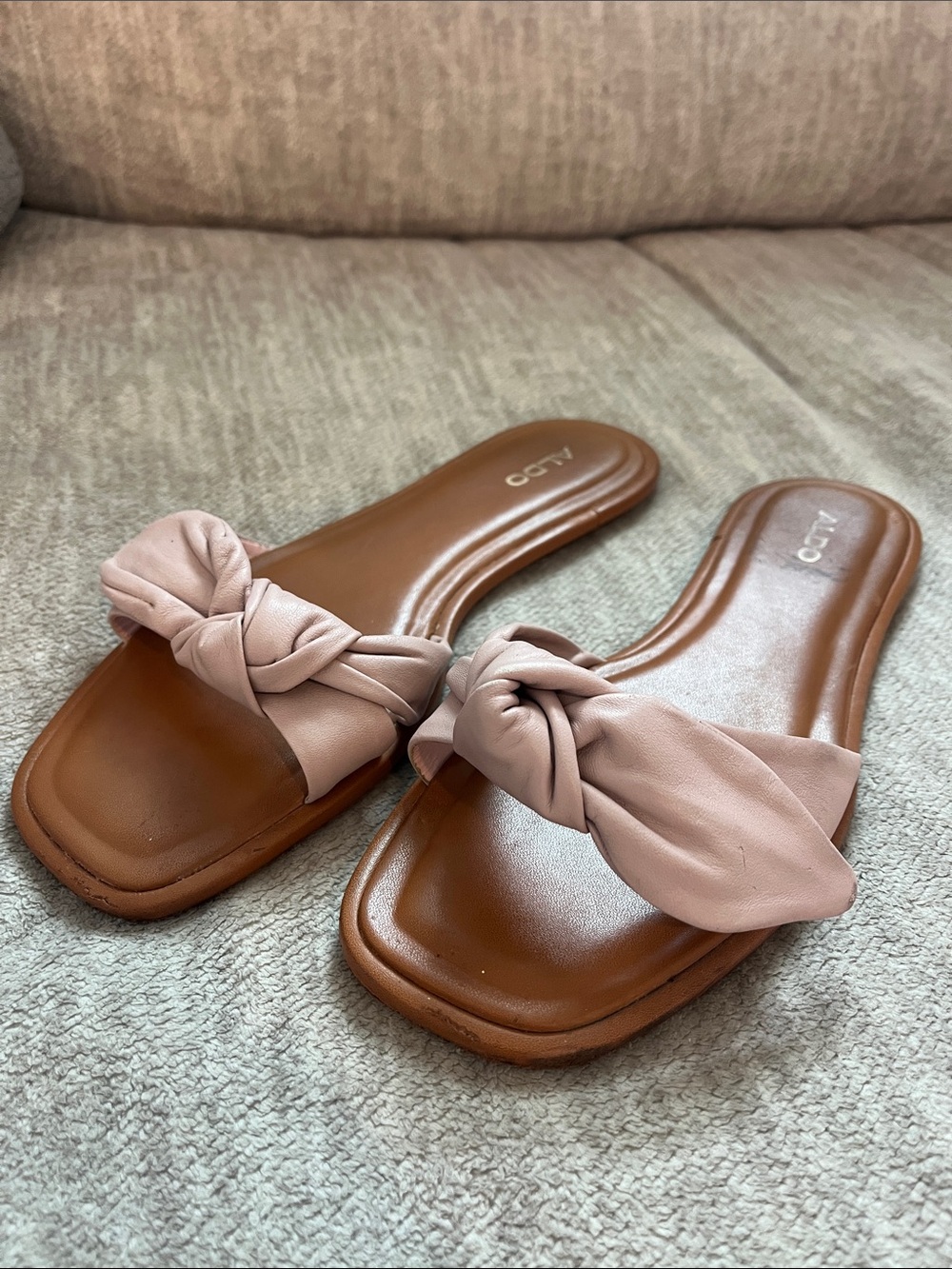 Aldo Pink Knot Slide Sandals